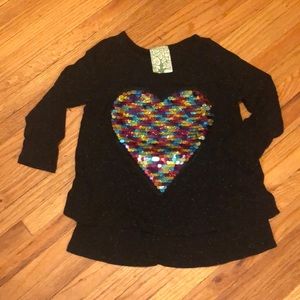 Flippable sequined heart shirt